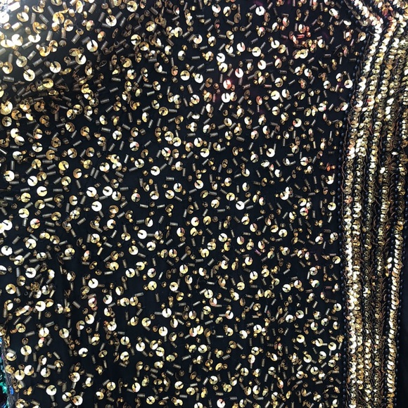 Amazing beaded Della Roufogali gold jacket niteline sequin xl trophy vintage - Picture 8 of 9